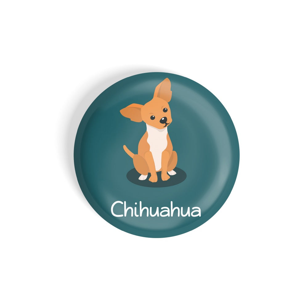dhcrafts Round Fridge Magnet Green Color Chihuahua Pet Dog Glossy Finish Design Pack of 1 (58 mm)